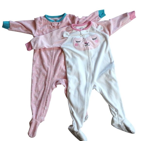 Carters Baby Fleece Footed Pajamas 2-Pack‎ 12M Bundle Set - Picture 1 of 6